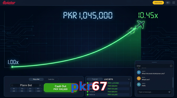 Main screen of Pkr67 aviator page for PK players